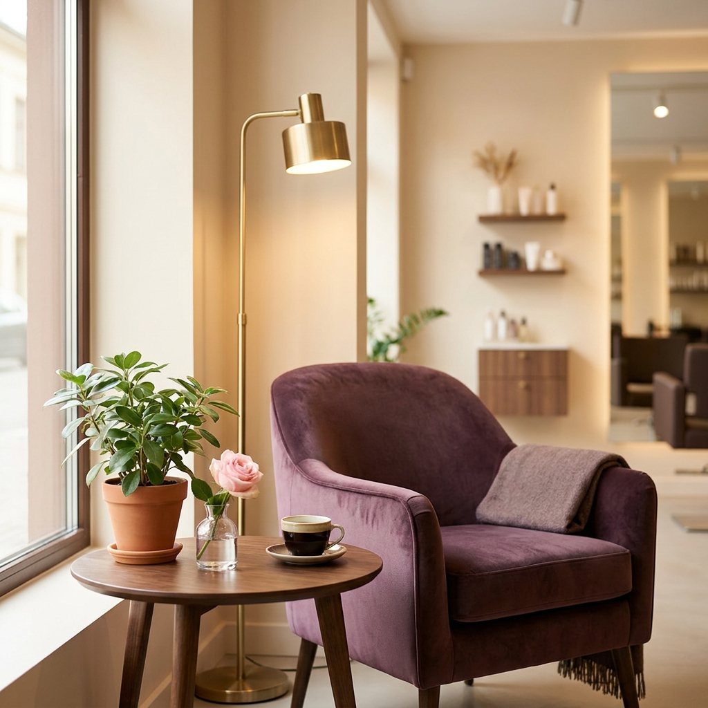 Gezellig hoekje bij Tante C. met een kopje koffie en een plant